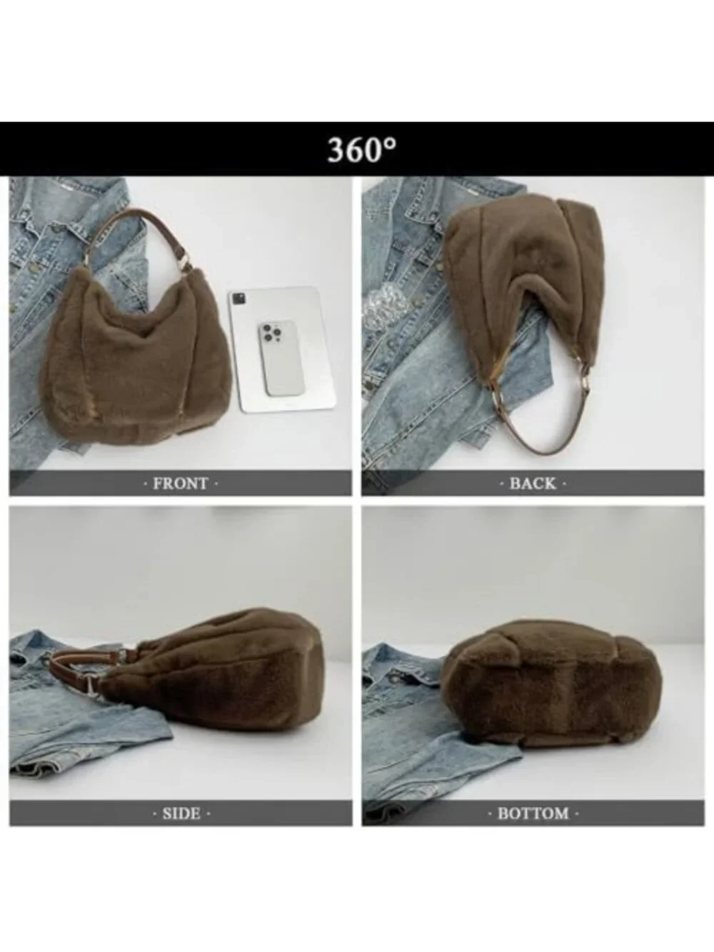 Cozy Faux Fur Tote Bag for Women - Soft Fluffy Crossbody Handbag with Strap